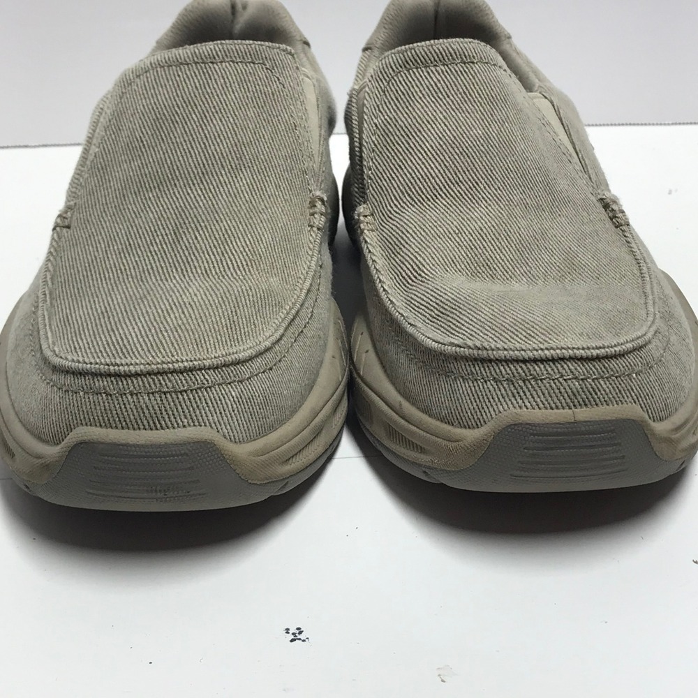 Skechers Mens‎ relaxed fit Canvas Slip On Loafers Khaki Tan Moc Toe Casual Shoes - Picture 8 of 13